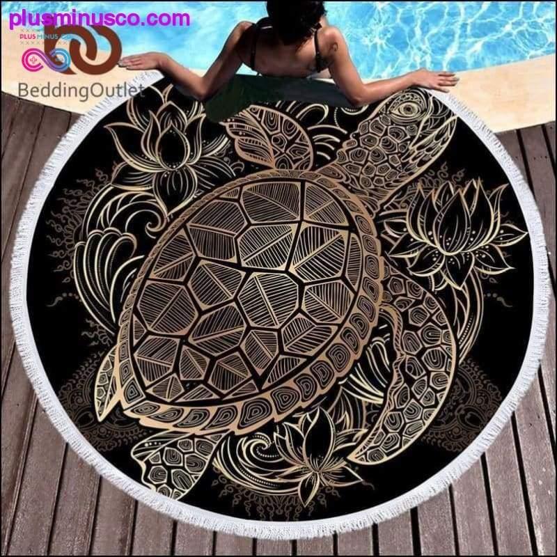 Plus Minus Co Turtles Bohemian Tassel Tapestry Flower Round Beach Towel