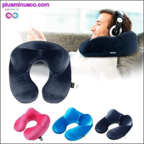 Plus Minus Co U-Shape Travel Pillow for Airplane Inflatable Neck Pillow