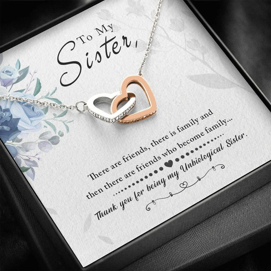 Plus Minus Co Unbiological Sister Necklace Interlocking Hearts Necklace Friendship Jewelry Sisters Necklace Long Distance Friendship - Message Card