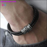 Plus Minus Co Multi-layer Braided Black Leather Stainless Steel Magnetic, view 2
