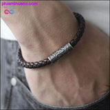 Plus Minus Co Multi-layer Braided Black Leather Stainless Steel Magnetic, view 4