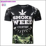 Plus Minus Co 3D leaf green palm marijuana leaf funny T-shirt ||, view 3
