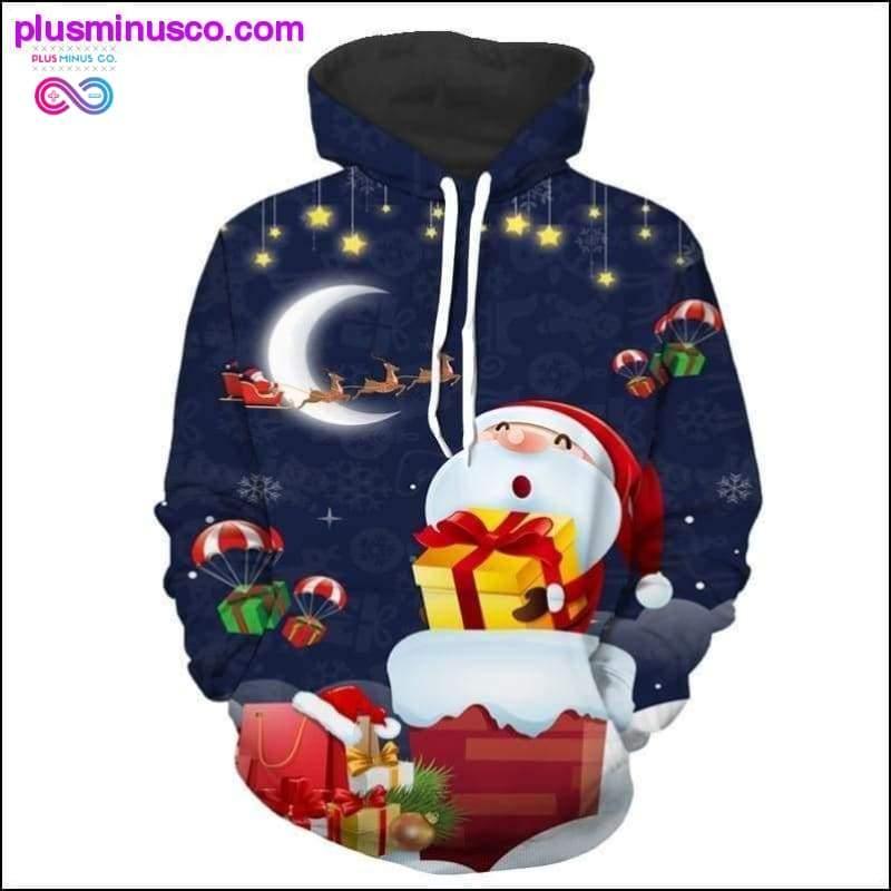 Plus Minus Co Unisex 3d Santa Claus print Hoodies Ideal Christmas Gift