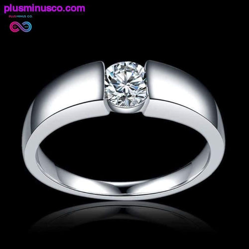 Plus Minus Co Unisex Cubic Zirconia Silver Wedding & Engagement Rings