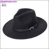 Plus Minus Co Unisex Fedora Hat Imitation Woolen Winter Fashion Black Top, view 2