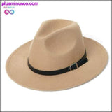 Plus Minus Co Unisex Fedora Hat Imitation Woolen Winter Fashion Black Top, view 3