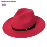 Plus Minus Co Unisex Fedora Hat Imitation Woolen Winter Fashion Black Top, view 4
