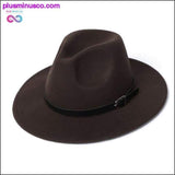 Plus Minus Co Unisex Fedora Hat Imitation Woolen Winter Fashion Black Top, view 5