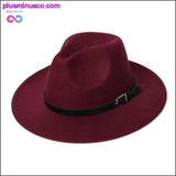 Plus Minus Co Unisex Fedora Hat Imitation Woolen Winter Fashion Black Top, view 6
