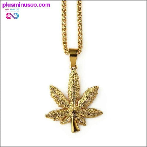 Plus Minus Co Unisex Gold Cannabiss Herb Charm Necklace