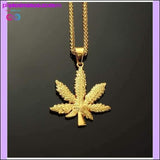Plus Minus Co Unisex Gold Cannabiss Herb Charm Necklace, view 3