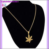 Plus Minus Co Unisex Gold Cannabiss Herb Charm Necklace, view 4