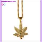 Plus Minus Co Unisex Gold Cannabiss Herb Charm Necklace, view 5
