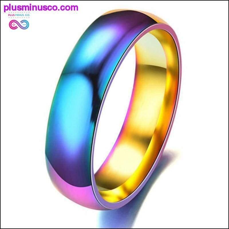 Plus Minus Co Unisex Rainbow Ring Titanium Steel