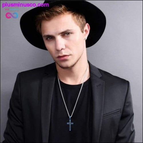Plus Minus Co Unisex Religious Christian Cross Enamel Pendant Necklace