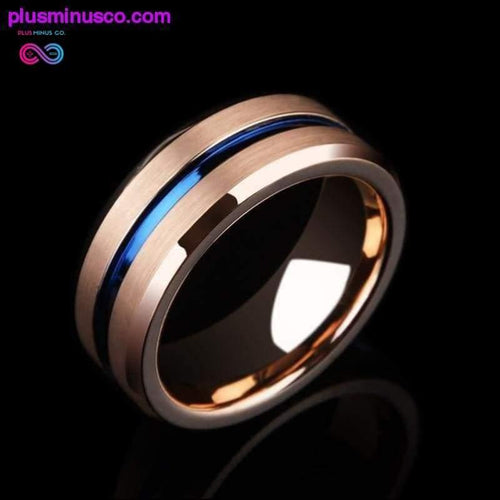 Plus Minus Co Unisex Rose Gold Tungsten Carbide Wedding Ring 8mm Width ||