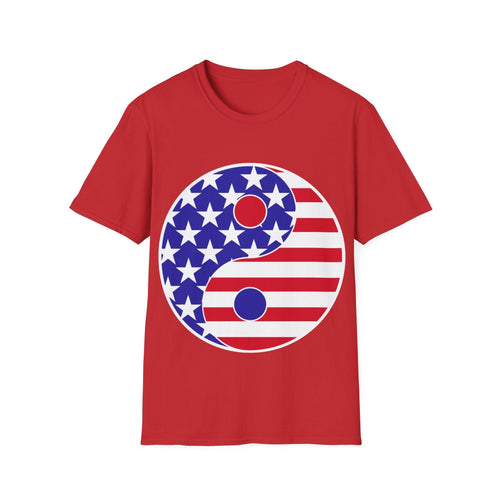 Plus Minus Co Yin YANG American flag Unisex Softstyle T-Shirt