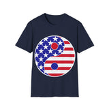 Plus Minus Co Yin YANG American flag Unisex Softstyle T-Shirt, view 2