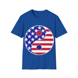 Plus Minus Co Yin YANG American flag Unisex Softstyle T-Shirt, view 3