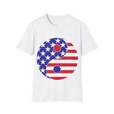 Plus Minus Co Yin YANG American flag Unisex Softstyle T-Shirt, view 4