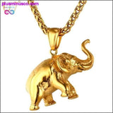 Plus Minus Co Unisex Stainless Steel Gold Color Elephant Necklace and, view 4
