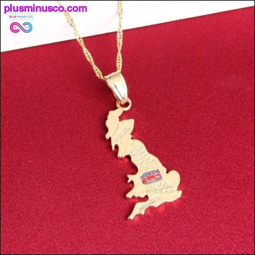 Plus Minus Co United Kingdom Map Pendant Necklace British Glasgow London