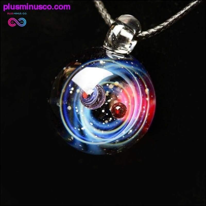Plus Minus Co Universe Glass Bead Planets Pendant Necklace Galaxy Rope
