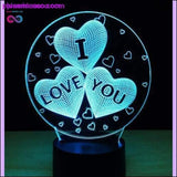 Plus Minus Co Valentines Day Gift 3D LED Table Lamps with 7 Colors Night, view 6