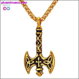 Plus Minus Co Viking Necklace and Cross Axe Pendant - Gold/Stainless Steel, view 2