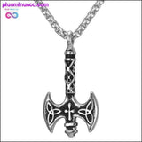 Plus Minus Co Viking Necklace and Cross Axe Pendant - Gold/Stainless Steel, view 3
