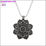 Plus Minus Co Vintage Alloy Mandala Lotus Flower Pendant Necklaces For, view 3