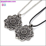 Plus Minus Co Vintage Alloy Mandala Lotus Flower Pendant Necklaces For, view 5