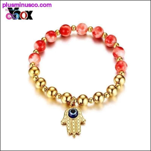 Plus Minus Co Vintage Beads Chain with Hamsa Charm Bracelet