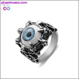 Plus Minus Co Vintage Dragon Claw Blue Evil Eye Skull Stainless Steel Ring, view 2