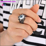 Plus Minus Co Vintage Dragon Claw Blue Evil Eye Skull Stainless Steel Ring, view 4