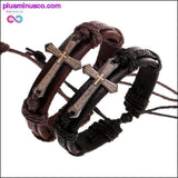 Plus Minus Co Vintage Leather Bracelets & Bangles Metal Cross Jesus Charm, view 2