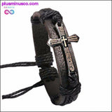 Plus Minus Co Vintage Leather Bracelets & Bangles Metal Cross Jesus Charm, view 4