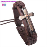 Plus Minus Co Vintage Leather Bracelets & Bangles Metal Cross Jesus Charm, view 5