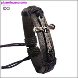 Plus Minus Co Vintage Leather Bracelets & Bangles Metal Cross Jesus Charm, view 6
