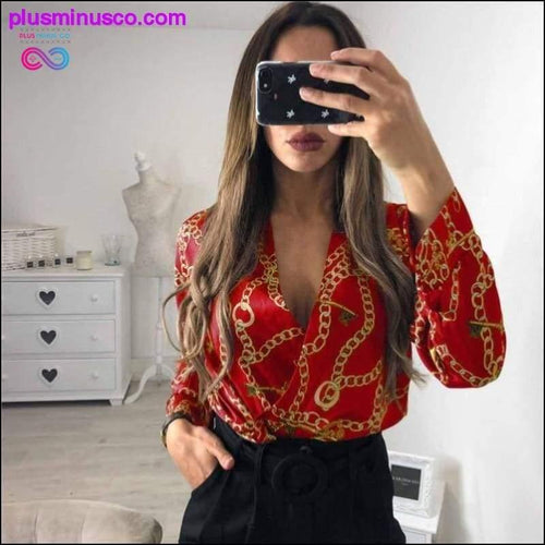 Plus Minus Co Vintage Silk Rompers Womens Jumpsuit Long Sleeve Chain Print