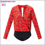 Plus Minus Co Vintage Silk Rompers Womens Jumpsuit Long Sleeve Chain Print, view 2