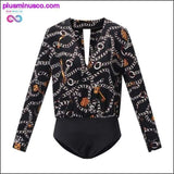Plus Minus Co Vintage Silk Rompers Womens Jumpsuit Long Sleeve Chain Print, view 4
