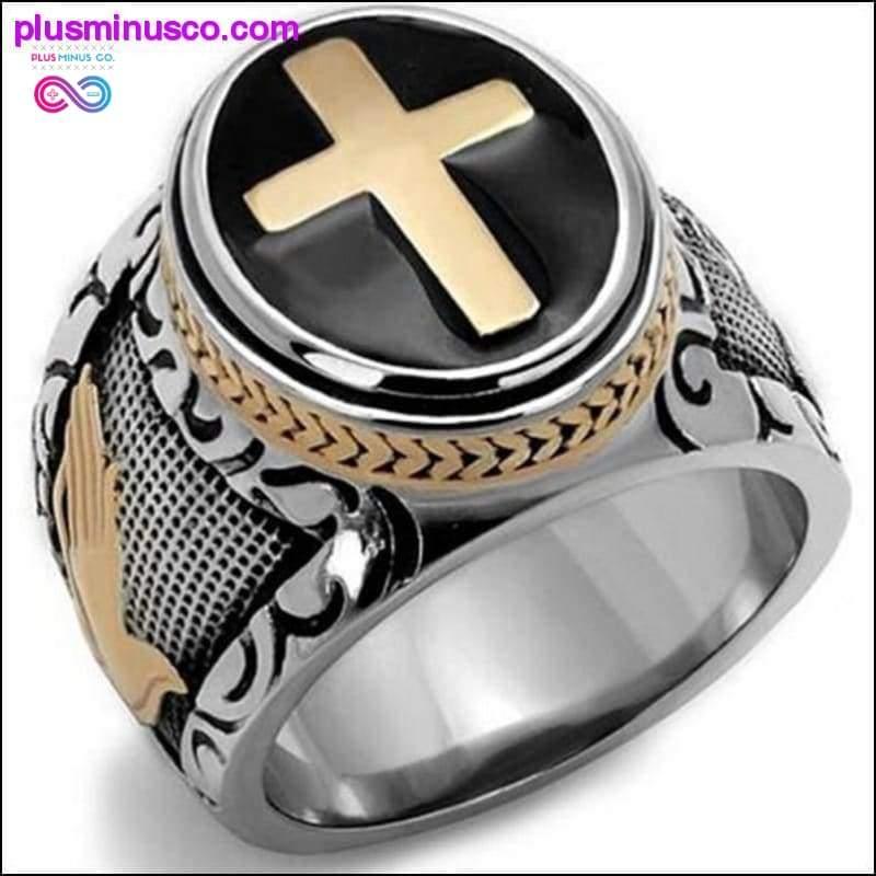 Plus Minus Co Vintage Silver Gold Holy Cross Ring