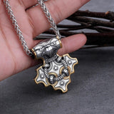 Plus Minus Co Vintage Viking Odin Raven Mjolnir Thor's Hammer Necklace, view 4