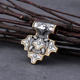 Plus Minus Co Vintage Viking Odin Raven Mjolnir Thor's Hammer Necklace, view 5