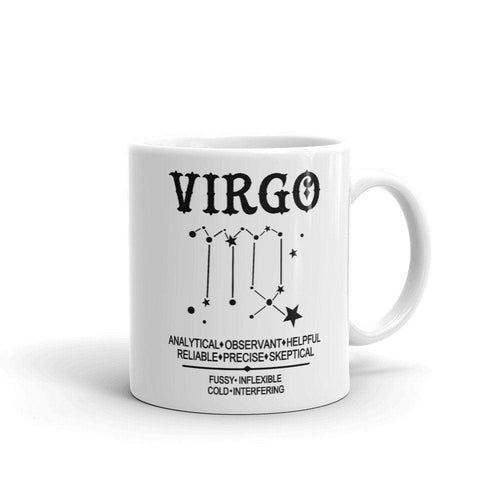 Plus Minus Co Virgo Mug Virgo Gifts - Virgo Constellation Coffee Mug - Analytical, precise , Virgo Qualtiies, September born Virgo Zodiac Coffee Mug