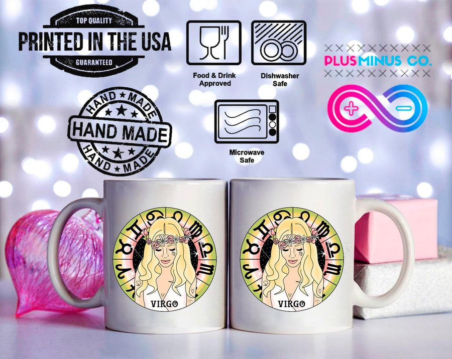 Plus Minus Co Virgo White Mugs, Virgo gift ideas, Virgo Birthday Mug