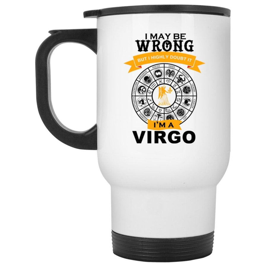 Plus Minus Co Virgo White Travel Mug,Zodiac Gifts For Virgo - Virgo Birthday Gift - Zodiac