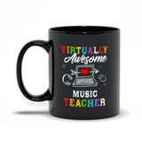 Plus Minus Co Virtually Awesome Music Teacher Black Mugs teacher birthday gift, back to school, teacher personalized gifts, view 5