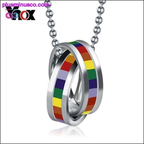 Plus Minus Co Vnox Rainbow Necklace Pendant Stainless Steel Double Loop